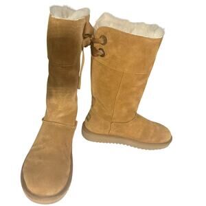 Koolaburra by UGG Andrah Tall Chestnut Boot with Lace Up Back Feature